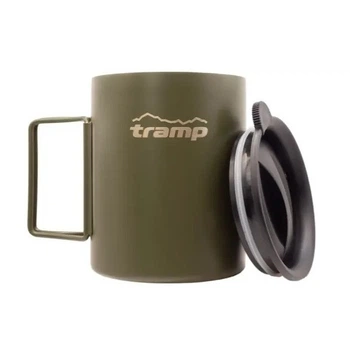 Термокружка Tramp 500 мл со складными ручками и поилкой UTRC-142 olive (Niz16019)