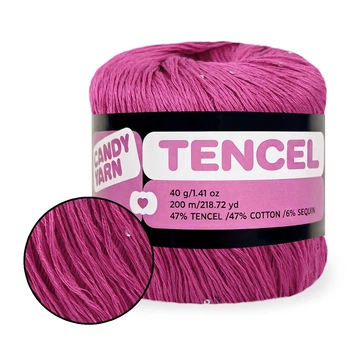 Пряжа з тенселом і паєтками Candy-Yarn Tencel, Рожевий №106 бавовна з тенселом, пряжа для літніх виробів