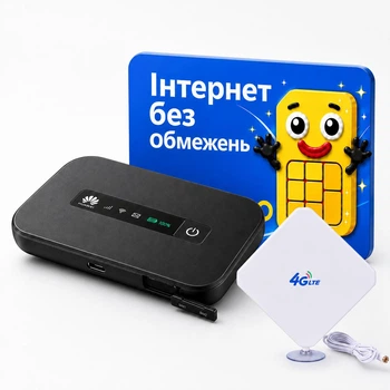Карманный 4G Wi-Fi роутер Huawei E5373 с аккумулятором + внешняя MIMO антена на 2х9db + 1 месяц безлимитного интернета Киевстар
