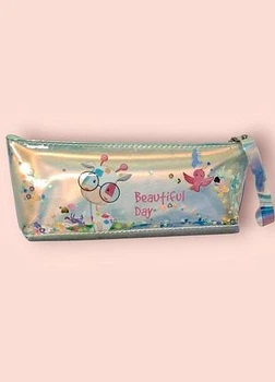 Пенал-косметичка beautiful day з рухомими паєтками,прозорий,лазерний(18.5*8*3,5см.)