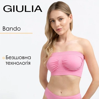 Жіночий безшовний топ з мікрофібри Giulia BANDO L/XL Pink-rosa, топ бандо, без бретелей