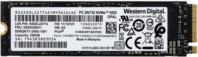 SSD диск Western Digital SN730 256GB M.2 2280 PCIe 3.0 x4 NVMe 3D NAND TLC (SDBQNTY-256G / SDBPNTY-256G) (б/в)