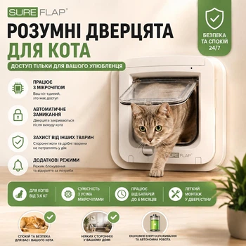SureFlap умная дверца для кота с микрочипом,автоматическая дверца для кота, Smart Cat Flap