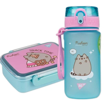 Набор подарочный Pusheen YES для девочек Ланчбокс 420мл с разделителем 708055М бутылка 500мл для перекуса в школу и садик