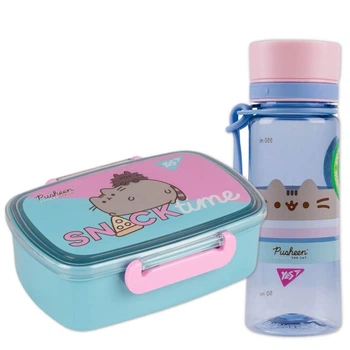 Ланчбокс pusheen 750мл YES 708065К бутылка 400мл набор подарочный для обеда в школу, садик для девочки
