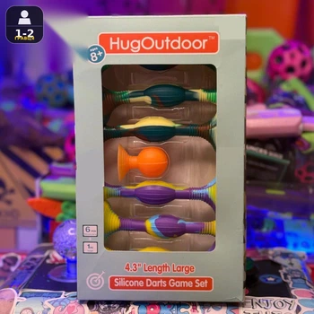 Силіконовий активний дартс HugOutdoor Pop Darts | Набір 6 дротиків + мішень