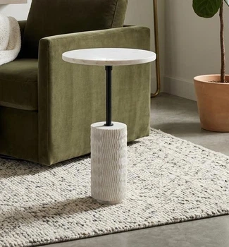 Стол журнальный ø 35 см, Tilt White banswara marble