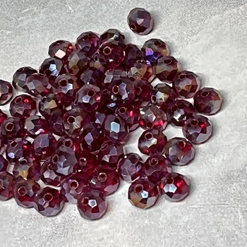 Бусины Рондель (Rondelle- прозрачный), 8*6 мм, бордовый АВ, арт 020610, 1 нить- 58-60 шт