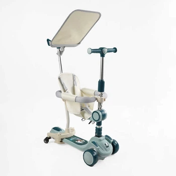 Самокат-беговел триколісний Skyper FJ-93078 (колеса: передні Ø4,92"/заднє Ø3,94"/PU, рама алюм./складна, сидіння, навіс, батьк. ручка, до 25/50 кг)