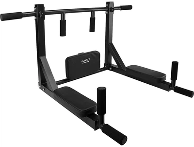 Настенный турник и брусья 2в1 перекладина для подтягиваний и отжиманий FunFit черный 97х72х52 см (4589)