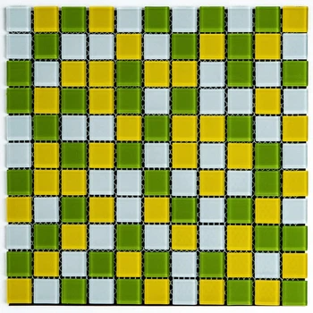 Мозаика из декоративного стекла - 2200 Sticker Wall 298х298х4,5 мм - желтый-зеленый (SW-00002362)