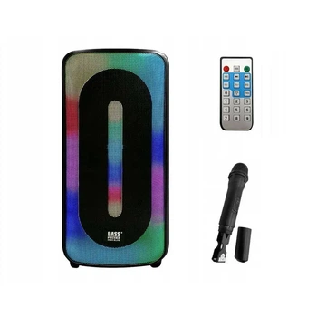 Портативная Bluetooth колонка с радио микрофоном и караоке Bass Polska BH 15945 250х520х200 мм синий