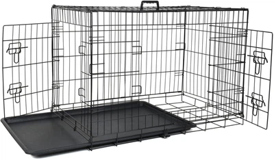 Клетка для животных Funfit XL 92x57x64 см, металлическая, черная, транспортная, с выдвижным поддоном, для собак и котов