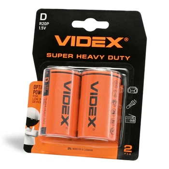 Батарейка VIDEX R20 D 2bl