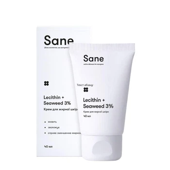 Крем для жирной кожи лица Sane с лецитином, морскими водорослями, 40 мл