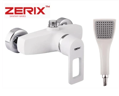 Смеситель для душа Zerix белого цвета наружный для душевой кабины настенный (0358)