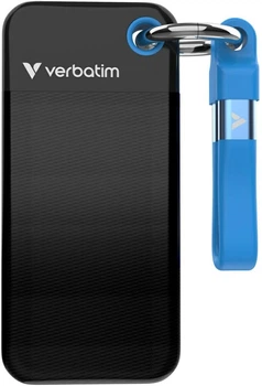 SSD диск Verbatim Pocket SSD 256GB USB-C 3.2 Gen 2 Type-C Black-Blue (23942324164)