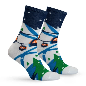 Шкарпетки Premier Socks: "Дорога у гори", прикольні зимові шкарпетки, унісекс, 40-42