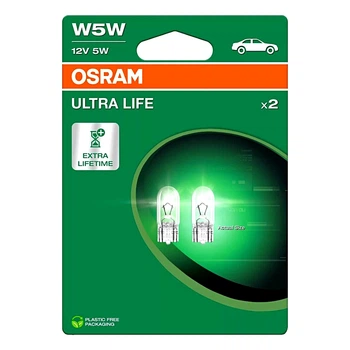 Автолампа розжарювання OSRAM Ultra Life W5W W2.1x9.5d 5W 12V прозора 2825ULT2BL (2825ULT2BL)