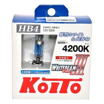 Автолампы галогеновые Koito WhiteBeam ver. III HB4 P22d 55W 12V прозрачно-голубые (P0757W)