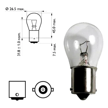 Автолампа розжарювання BOSMA P21W BA15s 21W 12V 1529 (1529)
