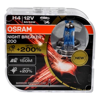 Автолампа галогенова OSRAM Night Breaker 200 H4 P43t 55W 12V прозоро-блакитна 64193NB200HCB (64193NB200HCB)