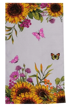 Полотенце вафельное Подсолнухи с бабочками, 34x58см ПРОВАНС 044960