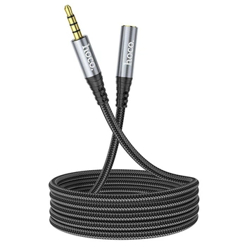 Кабель удлинитель mini-Jack 3,5 Male — mini-Jack 3,5 Female HOCO UPA-20 2м, GOLD Stereo Jack, Black