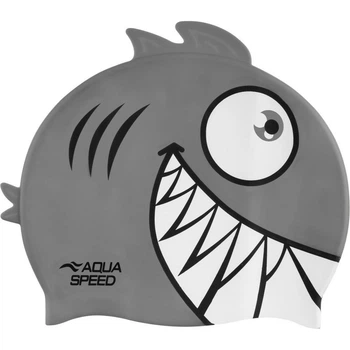 Шапочка для плавания детская Aqua Speed ZOO PIRANA серо-белая 246-26