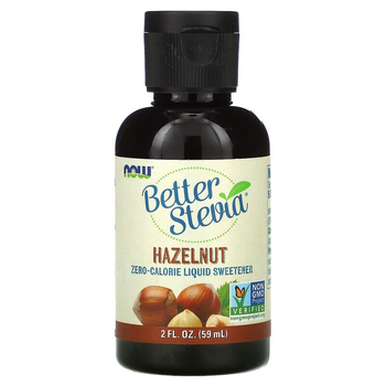 Жидкий экстракт стевии NOW Foods, Better Stevia "Hazelnut" бескалорийный сахарозаменитель, подсластитель со вкусом лесной орех фундук (59 мл / 2 жидк. унции)