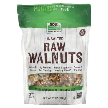 Сырые грецкие орехи NOW Foods Real Food "Raw Walnuts" не соленые (340 г)