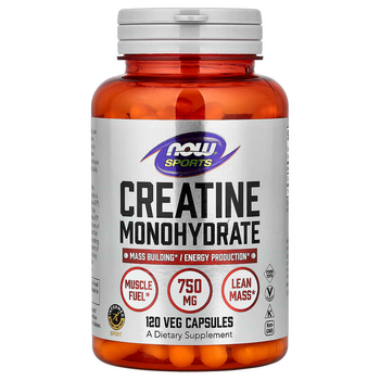 Креатин моногідрат NOW Foods, Sports "Creatine Monohydrate" 750 мг (120 рослинних капсул)