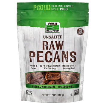 Сырые орехи пекан NOW Foods, Real Food "Unsalted Raw Pecans" не соленые (340 г)