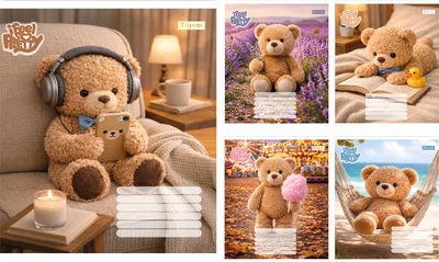 Набор ученических тетрадей 1 Вересня Bear Stories А5 24 листа в клетку 20 шт (768974)