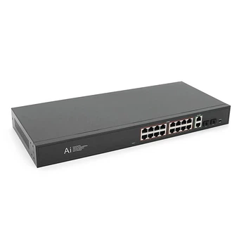 POE комутатор гігабітний Merlion 16 POE + 2 RJ45 + 2 SFP 10/100/1000 вбудований блок живлення 52V 4.8A (UG-41697)