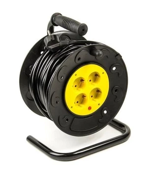 Подовжувач мережевий на котушці PowerPlant, 4 розетки, 40 м, Black (PPRA08M400S4)