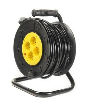 Подовжувач мережевий на котушці PowerPlant, 4 розетки, 30 м, Black (PPRA10M300S4)