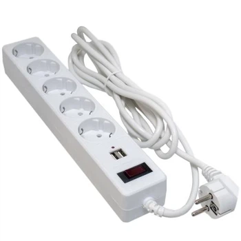 Фільтр мережевий Patron, 5 розеток, 3 м, White, 2xUSB (SP-53-USB-W)
