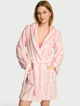 Плюшевый халат Stripe Victoria's Secret M/L Розовая полоска (27161697)