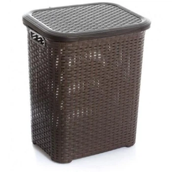 Корзина для белья с крышкой Tuffex Rattan 45 л темный шоколад