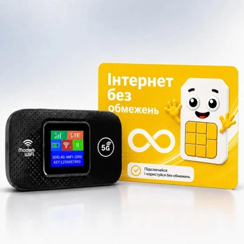 Высокоскоростной модем/роутер USB WI-FI 3G/4G/5G/ LTE MF 688 з активным монитором + Безлимитный стартовый пакет Lifecell интернет Черный