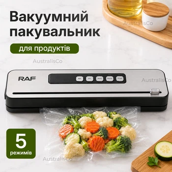 Вакууматор для продуктов с встроенным резаком RAF R.74000 вакуумный упаковщик для сухих/влажных продуктов вакууматор для упаковки еды домашний