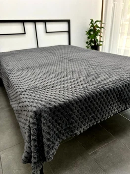 Плед из микрофибры евро 200×220 соты графит