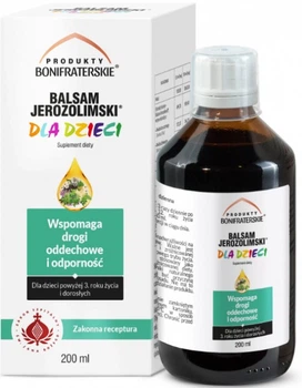 Suplement diety Bonifraterski Balsam Jerozolimski dla dzieci syrop ziolowy na odpornosc i kaszel 200 ml (BF0610)