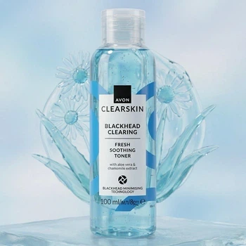 Тоник для лица Avon Clearskin очищающий с алоэ вера и экстрактом ромашки «Против черных точек», 100 мл.