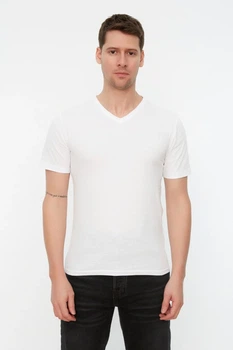 Футболка хлопковая длинная мужская Trendyol TMNSS19BO0002 2XL White (8680651434342)