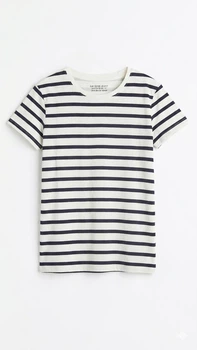 Футболка H&M дитяча для дівчинки Біло-чорна в смужку 110-116 см