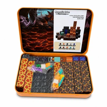 Детский магнитный конструктор Magnetic Cube Lava World 60 элементов в металлическом кейсе