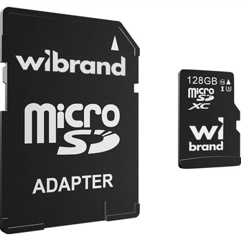 Карта памяти Wibrand microSDXC 128GB UHS-I U3 Class 10 A1 V30 + SD Adapter (WICDHU3/128GB-A) [166584]