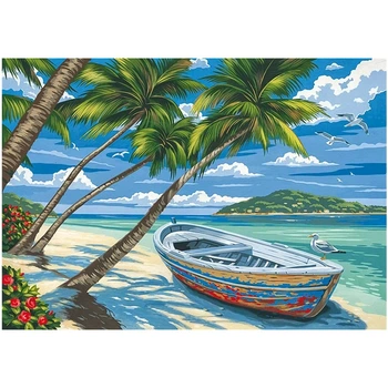 Алмазная мозаика "Тропический пляж", картина стразами, 30*40 см, (G2-Тропический пляж 3040)